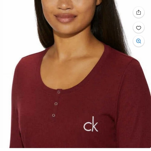 NWT Calvin Klein Women's Burgundy Pajama Set. Size L. Soft and cozy 2 piece set - Picture 3 of 4
